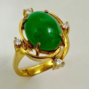 Cabochon Oval Jadeite Jade Ring